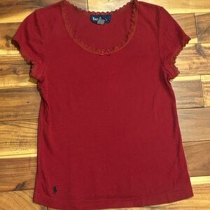 Ralph Lauren Vintage Women's Lace Trimmed Short Sleeve Tee